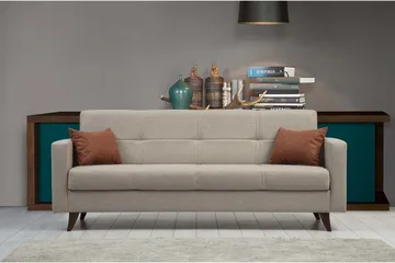 Darcia 3-personers Sovesofa 75x183 cm med Opbevaring i Stof - Beige - Møbler - Sofaer - Sovesofaer