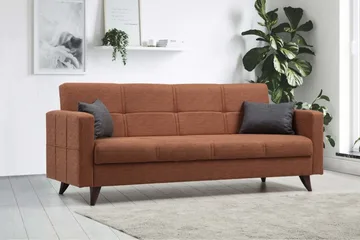 Darcia 3-personers Sovesofa 55x183 cm med Opbevaring i Hør - Terracotta - Møbler - Sofaer - Sovesofaer