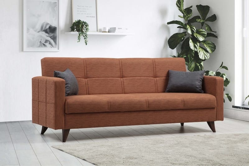 Darcia 3-personers Sovesofa 55x183 cm med Opbevaring i Hør - Terracotta - Møbler - Sofaer - Sovesofaer