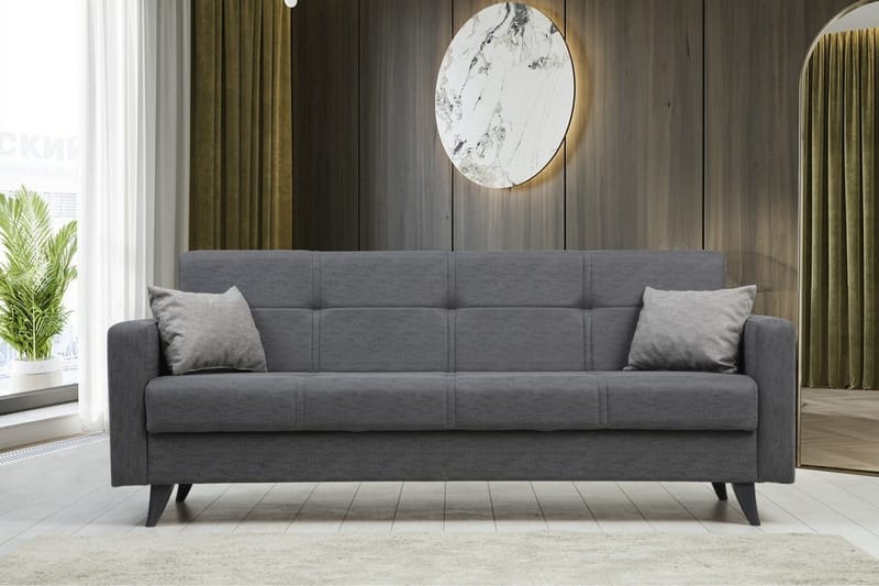 Darcia 3-personers Sovesofa 55x183 cm med Opbevaring i Stof - Grå - Møbler - Sofaer - Sovesofaer
