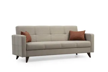 Darcia 3-personers Sovesofa 75x183 cm med Opbevaring i Stof - Beige - Møbler - Sofaer - Sovesofaer