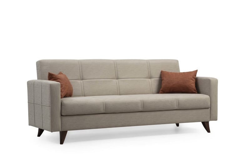 Darcia 3-personers Sovesofa 75x183 cm med Opbevaring i Stof - Beige - Møbler - Sofaer - Sovesofaer