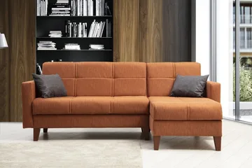 Darcia Sovesofa med Chaiselong 3-personers - Rød - Møbler - Sofaer - Sovesofaer