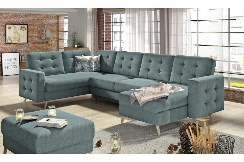 Deadra sovesofa med dobbelt sofa - Grøn - Møbler - Sofaer - Sovesofaer