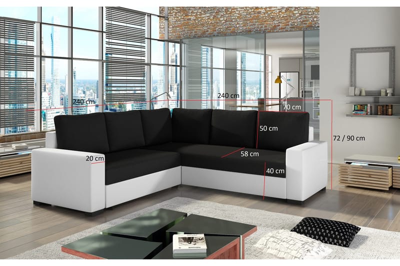 Delta hjørnesovesofa - Grå / Sort - Møbler - Sofaer - Sovesofaer