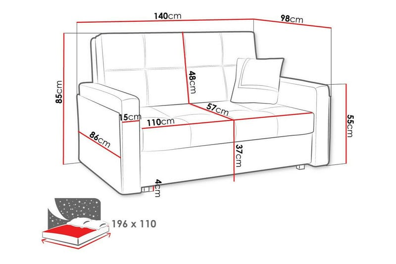 Denegal 2-sits Bäddsoffa NO_BRAND Brown - Møbler - Sofaer - Sovesofaer