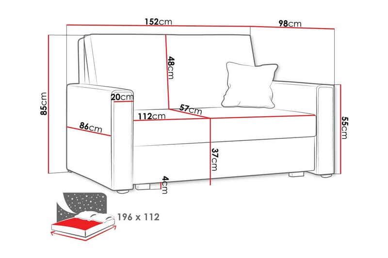 Denegal 2-sits Bäddsoffa NO_BRAND Dark blue - Møbler - Sofaer - Sovesofaer