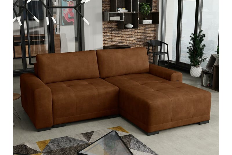 Denegal 2-sits Hörnbäddsoffa Brown - Møbler - Sofaer - Sovesofaer