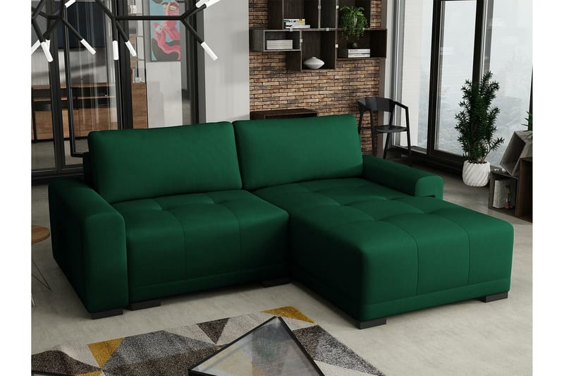 Denegal 2-sits Hörnbäddsoffa Dark green - Møbler - Sofaer - Sovesofaer