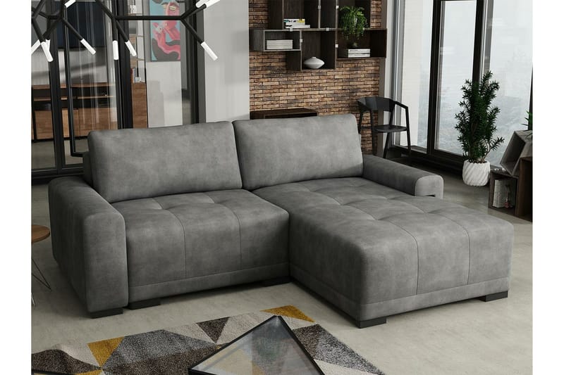 Denegal 2-sits Hörnbäddsoffa Dark grey - Møbler - Sofaer - Sovesofaer