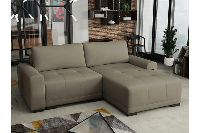 Denegal 2-sits Hörnbäddsoffa NO_BRAND Brown - Møbler - Sofaer - Sovesofaer