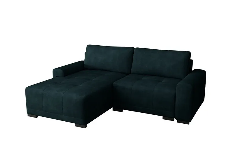 Denegal 2-personers Venstrevendt Sovesofa med Opbevaring 130x190 cm i Fløjl, Grøn