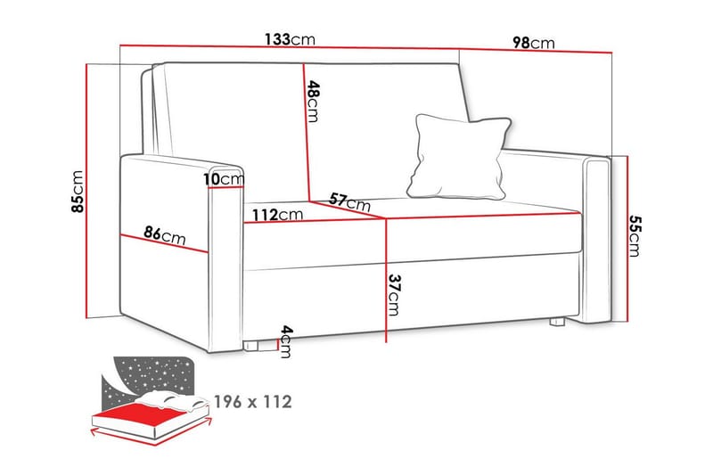 Denegal 2-personers Sovesofa - Lysegrå - Møbler - Sofaer - Sovesofaer
