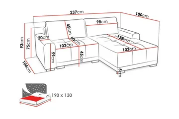 Denegal 2-personers hjørnesovesofa - Møbler - Sofaer - Sovesofaer