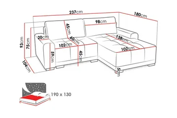 Denegal 2-personers hjørnesovesofa - Møbler - Sofaer - Sovesofaer