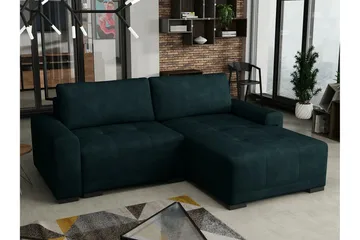 Denegal 2-personers Venstrevendt Sovesofa med Opbevaring 130x190 cm i Fløjl - Grøn - Møbler - Sofaer - Sovesofaer