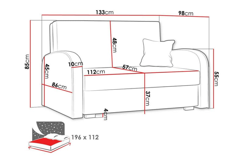 Denegal 2-personers Sovesofa - Lysegrå - Sovesofaer - 2 personers sovesofa