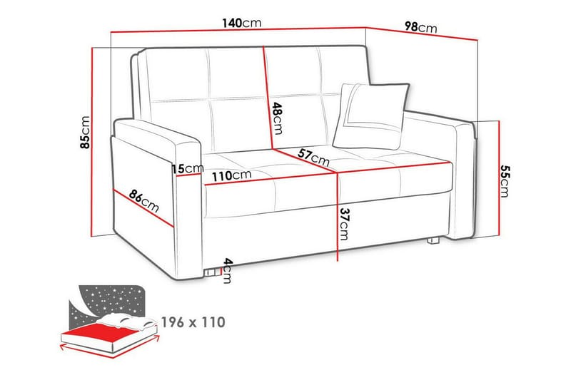 Denegal 2-personers Sovesofa - Lysegrøn - Sovesofaer - 2 personers sovesofa