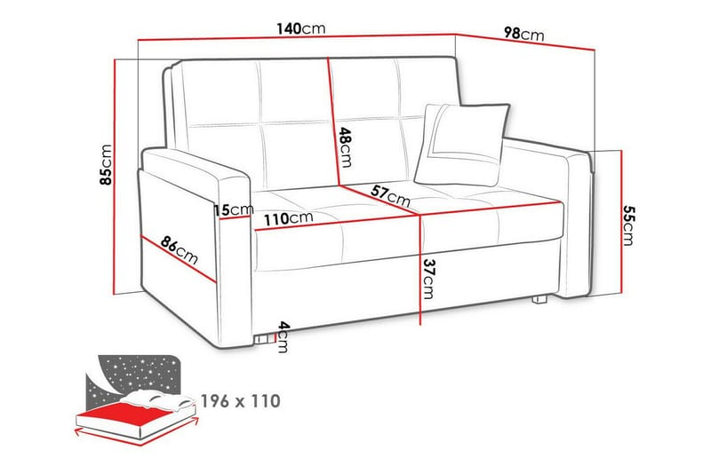 Denegal 2-personers Sovesofa - Grå - Møbler - Sofaer - Sovesofaer