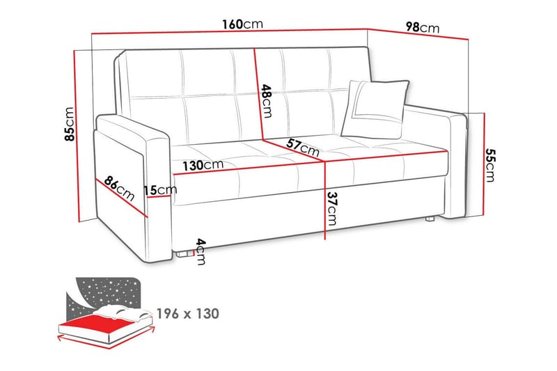 Denegal 2-personers Sovesofa - Grøn - Sovesofaer - 2 personers sovesofa