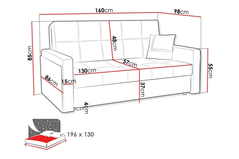 Denegal 2-personers Sovesofa - Mørkeblå - Sovesofaer - 2 personers sovesofa