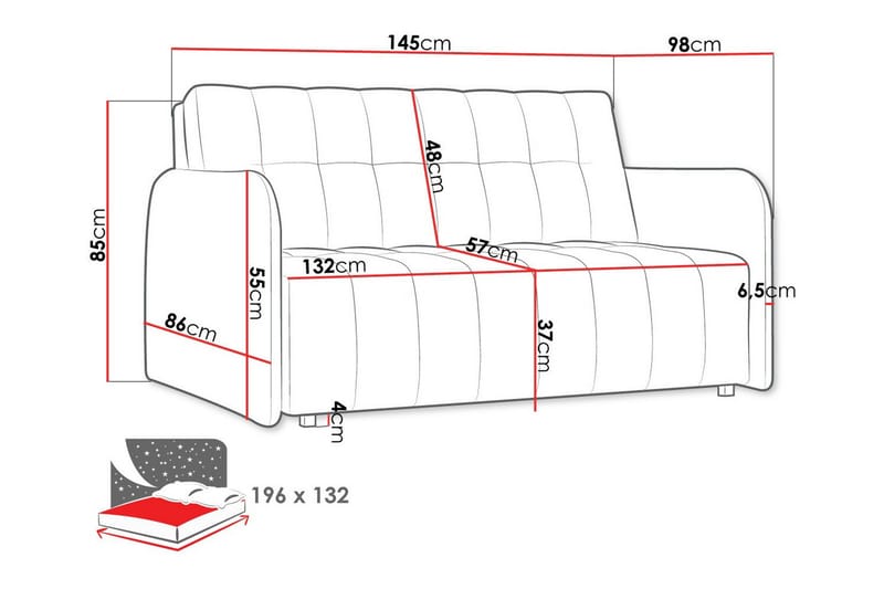 Denegal 2-personers Sovesofa - Mørkegrå - Sovesofaer - 2 personers sovesofa