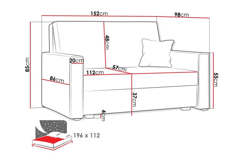 Denegal 2-personers Sovesofa - Mørkeblå - Sovesofaer - 2 personers sovesofa