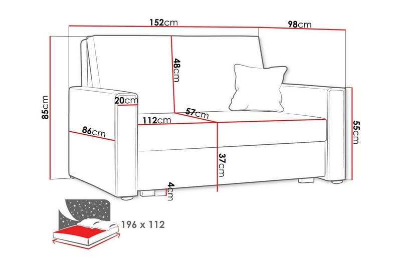 Denegal 2-personers Sovesofa - Lysegrå - Sovesofaer - 2 personers sovesofa