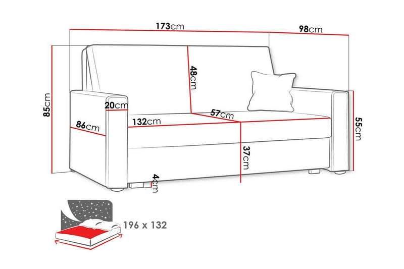 Denegal 2-personers Sovesofa - Lysebrun - Sovesofaer - 2 personers sovesofa