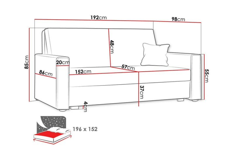 Denegal 2-personers Sovesofa - Brun - Sovesofaer - 2 personers sovesofa