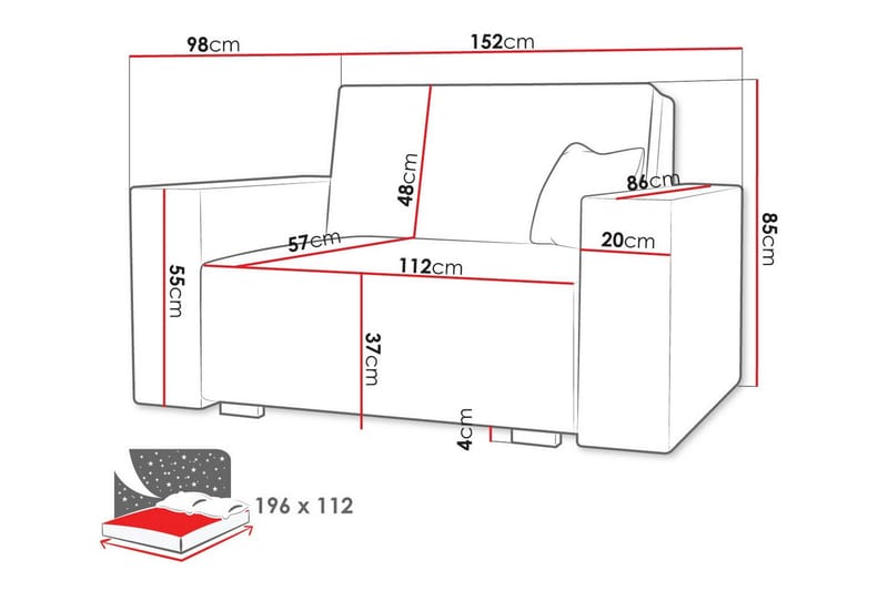 Denegal 2-personers Sovesofa - Beige - Sovesofaer - 2 personers sovesofa