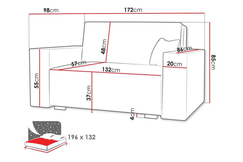 Denegal 2-personers Sovesofa - Beige - Sovesofaer - 2 personers sovesofa