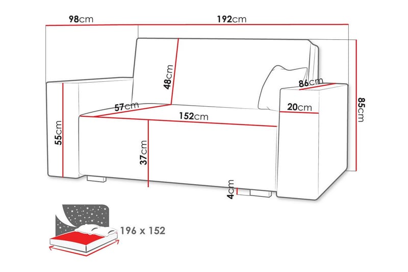 Denegal 2-personers Sovesofa - Beige - Sovesofaer - 2 personers sovesofa