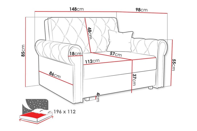 Denegal 2-personers Sovesofa - Mørkeblå - Sovesofaer - 2 personers sovesofa