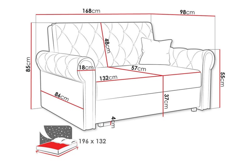 Denegal 2-personers Sovesofa - Mørkeblå - Møbler - Sofaer - Sovesofaer