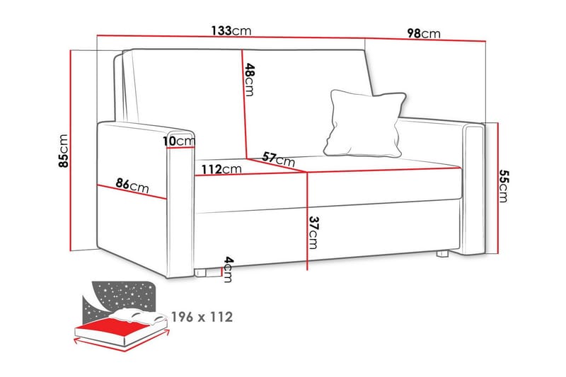 Denegal 2-personers Sovesofa - Gul - Sovesofaer - 2 personers sovesofa