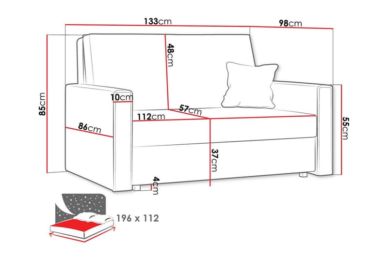 Denegal 2-personers Sovesofa - Lysegrå - Sovesofaer - 2 personers sovesofa