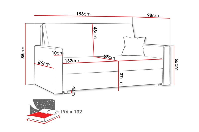 Denegal 2-personers Sovesofa - Mørkeblå - Møbler - Sofaer - Sovesofaer
