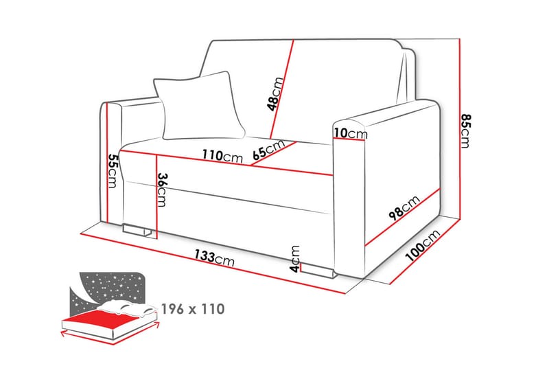 Denegal 2-personers Sovesofa - Mørk Beige/Mocca - Møbler - Sofaer - Sovesofaer