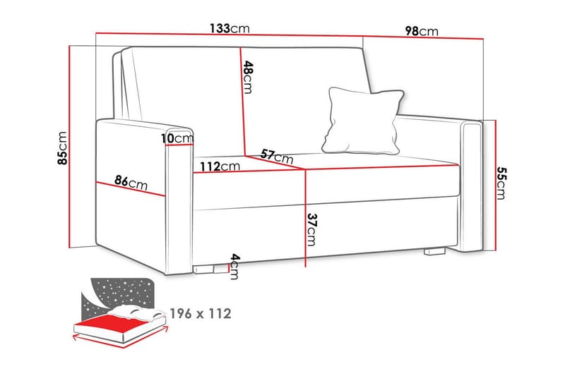 Denegal 2-personers Sovesofa - Lysegrå - Møbler - Sofaer - Sovesofaer