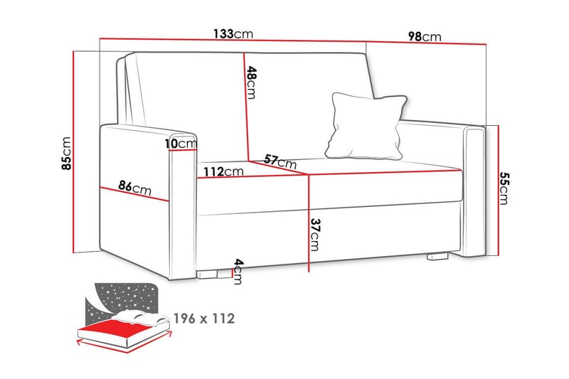 Denegal 2-personers Sovesofa - Mørkegrå - Møbler - Sofaer - Sovesofaer