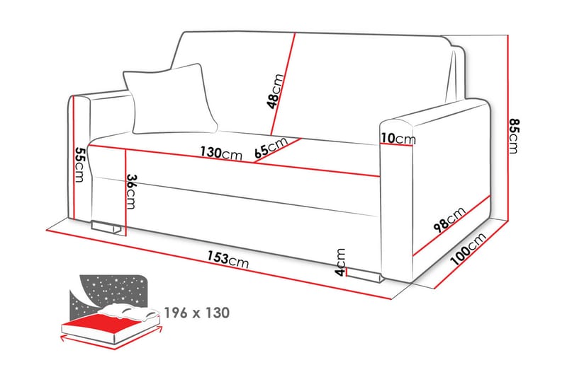 Denegal 2-personers Sovesofa - Beige - Møbler - Sofaer - Sovesofaer