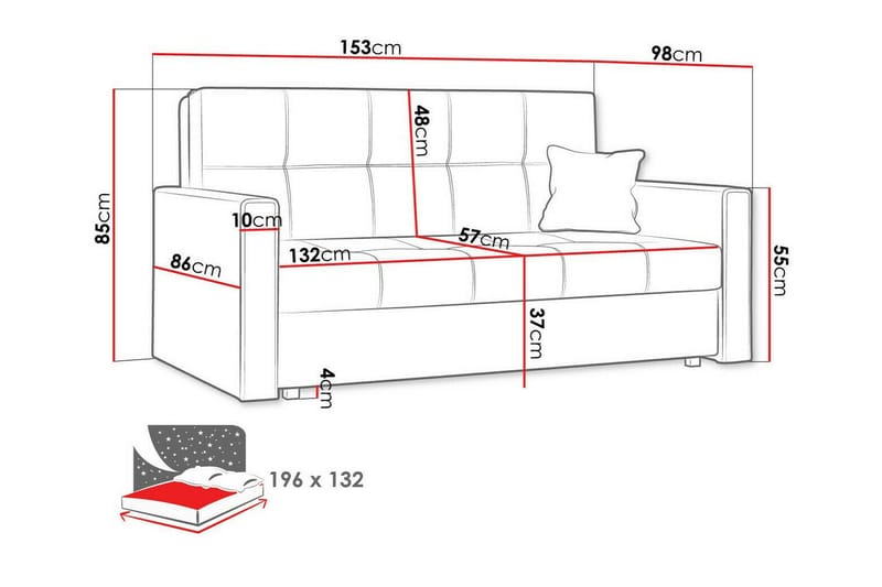 Denegal 2-personers Sovesofa - Brun - Sovesofaer - 2 personers sovesofa