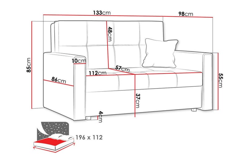 Denegal 2-personers Sovesofa - Beige - Sovesofaer - 2 personers sovesofa