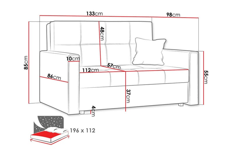 Denegal 2-personers Sovesofa - Mørkebrun - Sovesofaer - 2 personers sovesofa