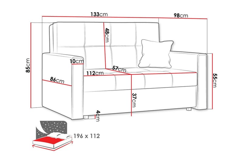 Denegal 2-personers Sovesofa - Lysegrå - Sovesofaer - 2 personers sovesofa