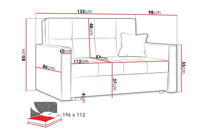 Denegal 2-personers Sovesofa - Mørkegrå - Sovesofaer - 2 personers sovesofa