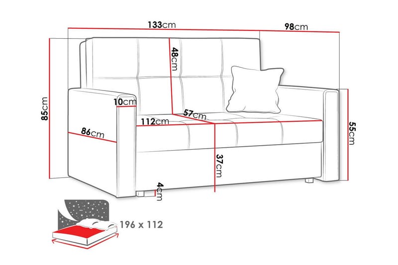 Denegal 2-personers Sovesofa - Mørkeblå - Sovesofaer - 2 personers sovesofa