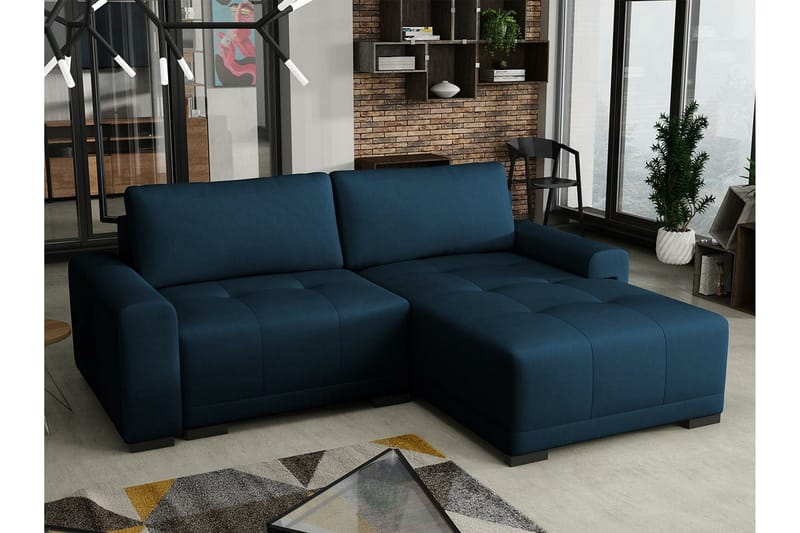 Denegal 2-personers Venstrevendt Sovesofa med Opbevaring 130x190 cm i Stof - Blå - Møbler - Sofaer - Sovesofaer