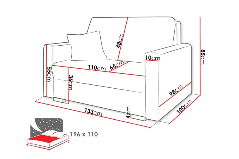 Denegal 2-personers Sovesofa - Mørkegrå - Møbler - Sofaer - Sovesofaer